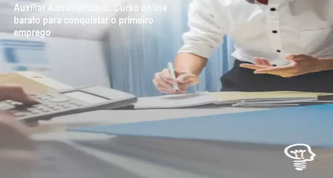 Imagem do curso Auxiliar Administrativo mostrando a tela da plataforma com certificado