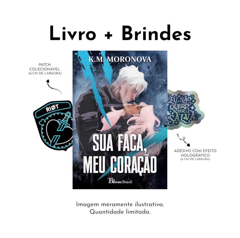 Capa do livro 'Sua faca, meu coração' de K. M. Moronova, edição Dark Romance Militar com brinde de patch e adesivo