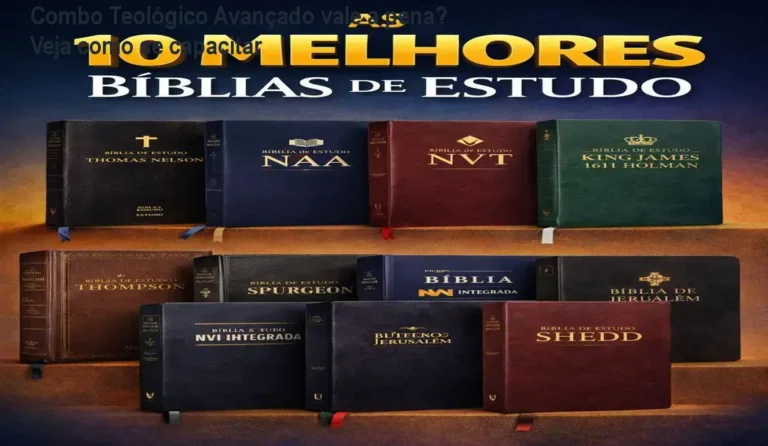 Tela de computador exibindo videoaulas do Combo Teológico Avançado com certificados de curso e material de apoio