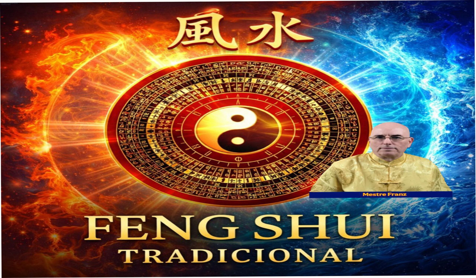 Imagem mostrando a aplicação prática dos conceitos do curso de Feng Shui Tradicional, com diagramas de bússola, mapa natal do imóvel e cronograma de consultoria.