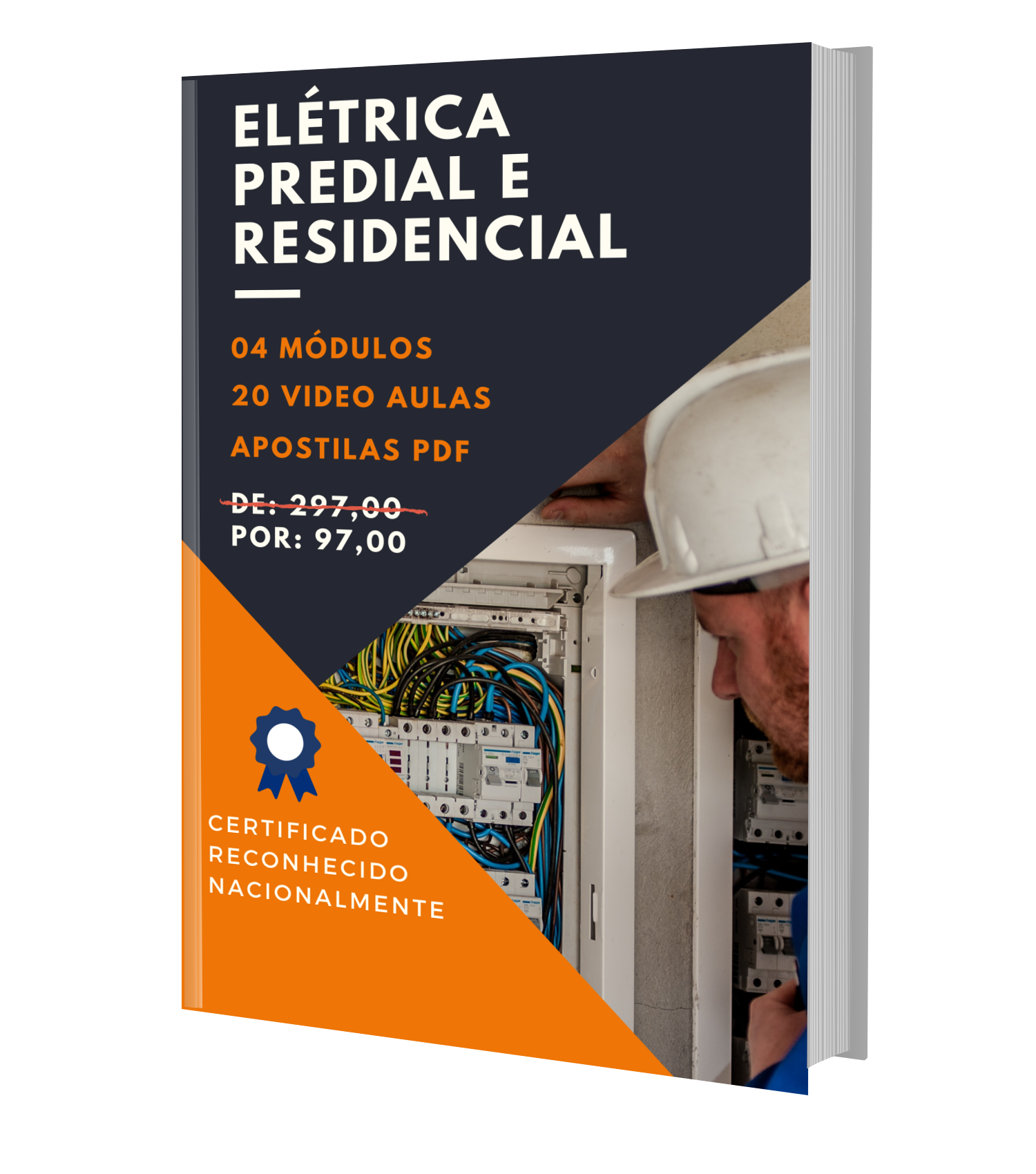 Imagem ilustrando o curso online de elétrica predial e residencial com certificado e legenda em libras