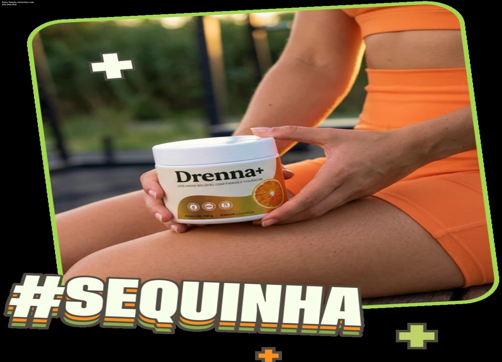 Pó Drenna+ sendo dissolvido em água, mostrando como usar para reduzir inchaço e controlar a fome