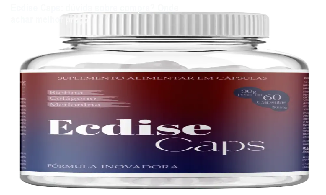 Frasco de Ecdise Caps ao lado de cabelos brilhantes, pele luminosa e unhas fortes