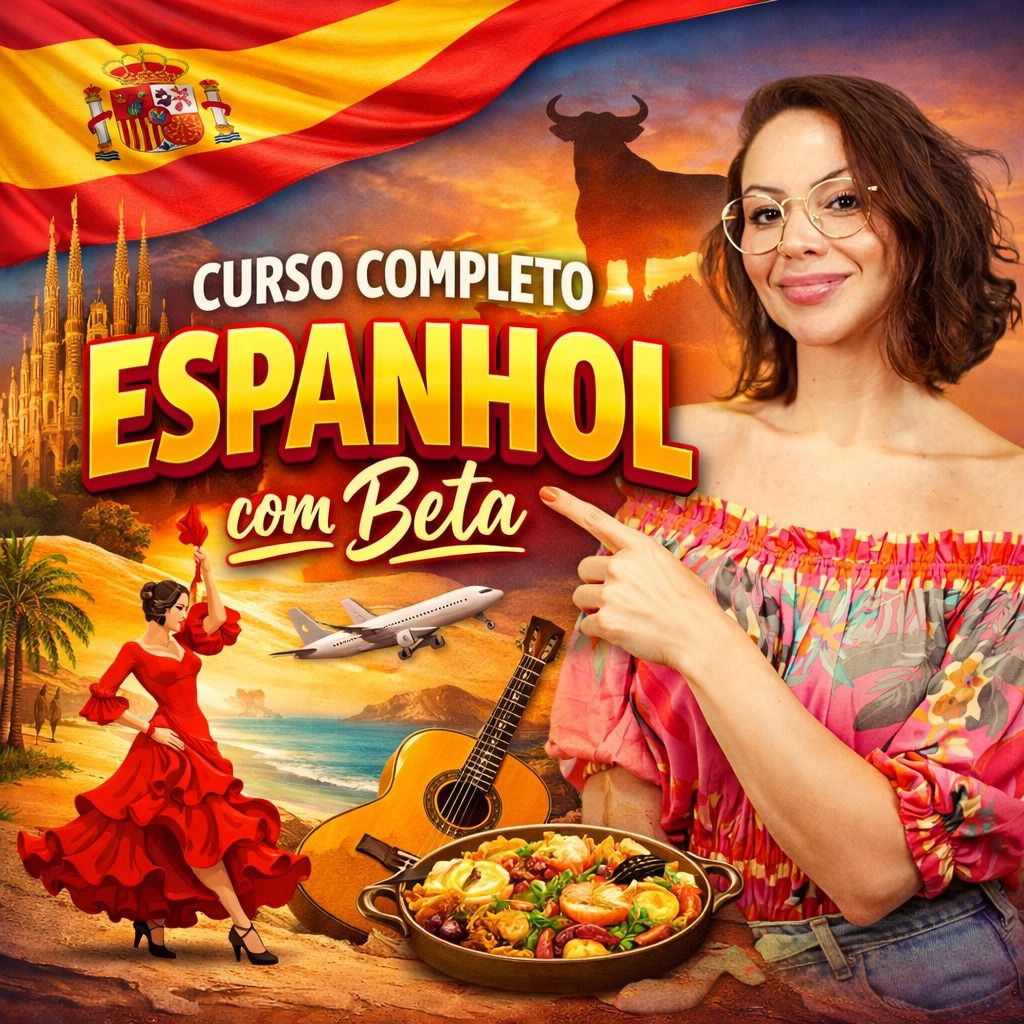 Curso completo de espanhol com beta por Roberta Spessatto, método linguístico comparativo para brasileiros, 127 aulas e prática ao vivo