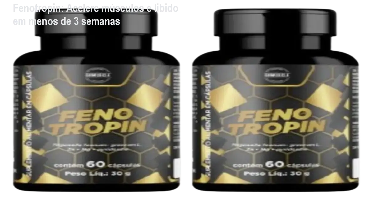 Frasco de Fenotropin ao lado de feno‑grego, mostrando força e energia para treino
