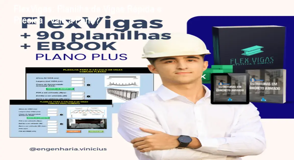 Imagem da planilha FlexVigas mostrando cálculo automático de vigas de concreto