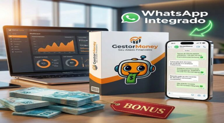 Tela do Gestor Money mostrando registro de despesas via mensagem no WhatsApp