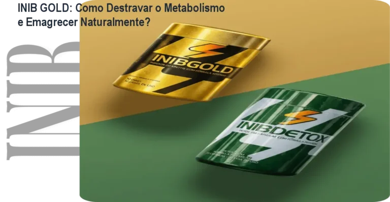 Frasco de INIB GOLD com cápsulas, mostrando como o suplemento ajuda a ativar o metabolismo e controlar o apetite