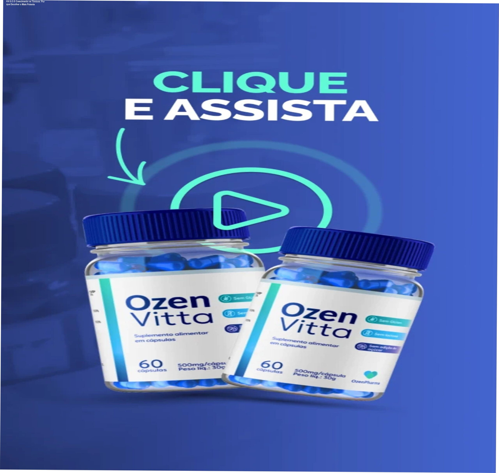 Frasco do Kit S.O.S Crescimento ao lado de tônico capilar tradicional, destacando fórmula de 7 ativos naturais