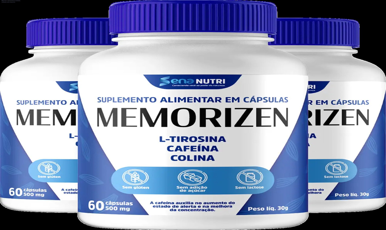 Cápsulas do suplemento Memorizen em uso real, mostrando benefício de memória rápida e foco mental