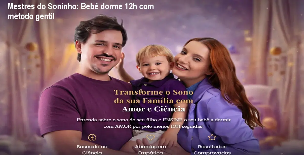 Tela do curso Mestres do Soninho ensinando pais a fazer o bebê dormir 12 horas seguidas de forma gentil