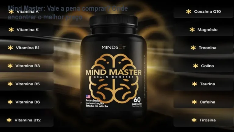 Frasco de Mind Master sendo usado para melhorar foco e clareza mental