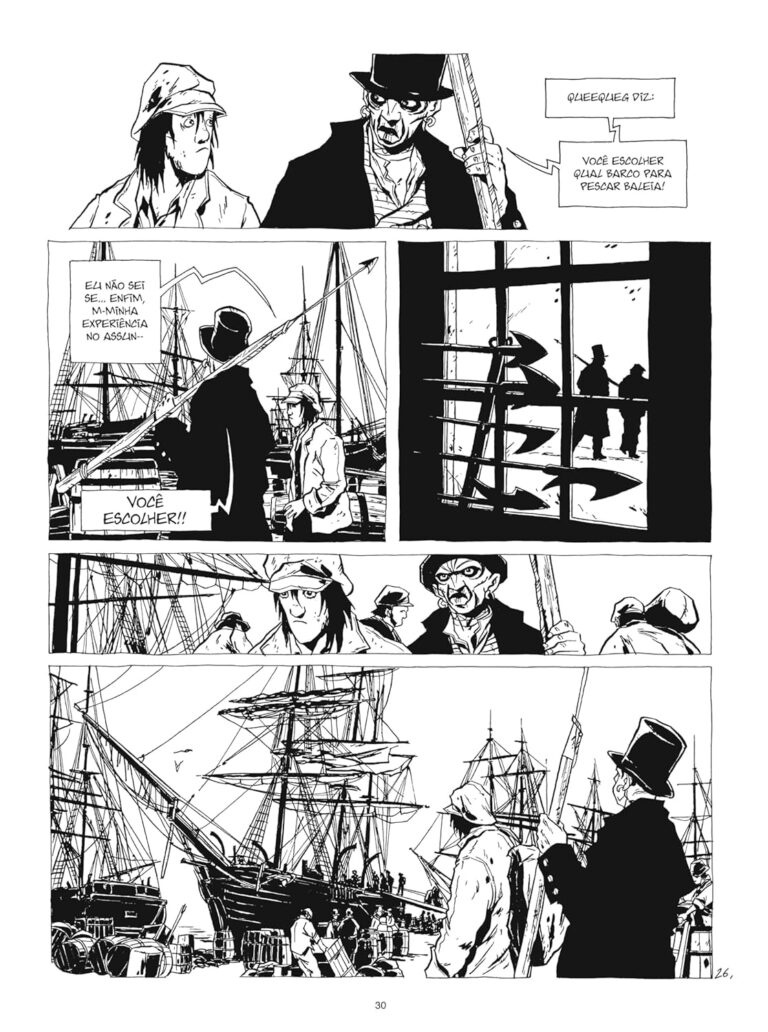 Capa dura da edição exclusiva de Moby Dick em quadrinhos, arte de Christophe Chabouté