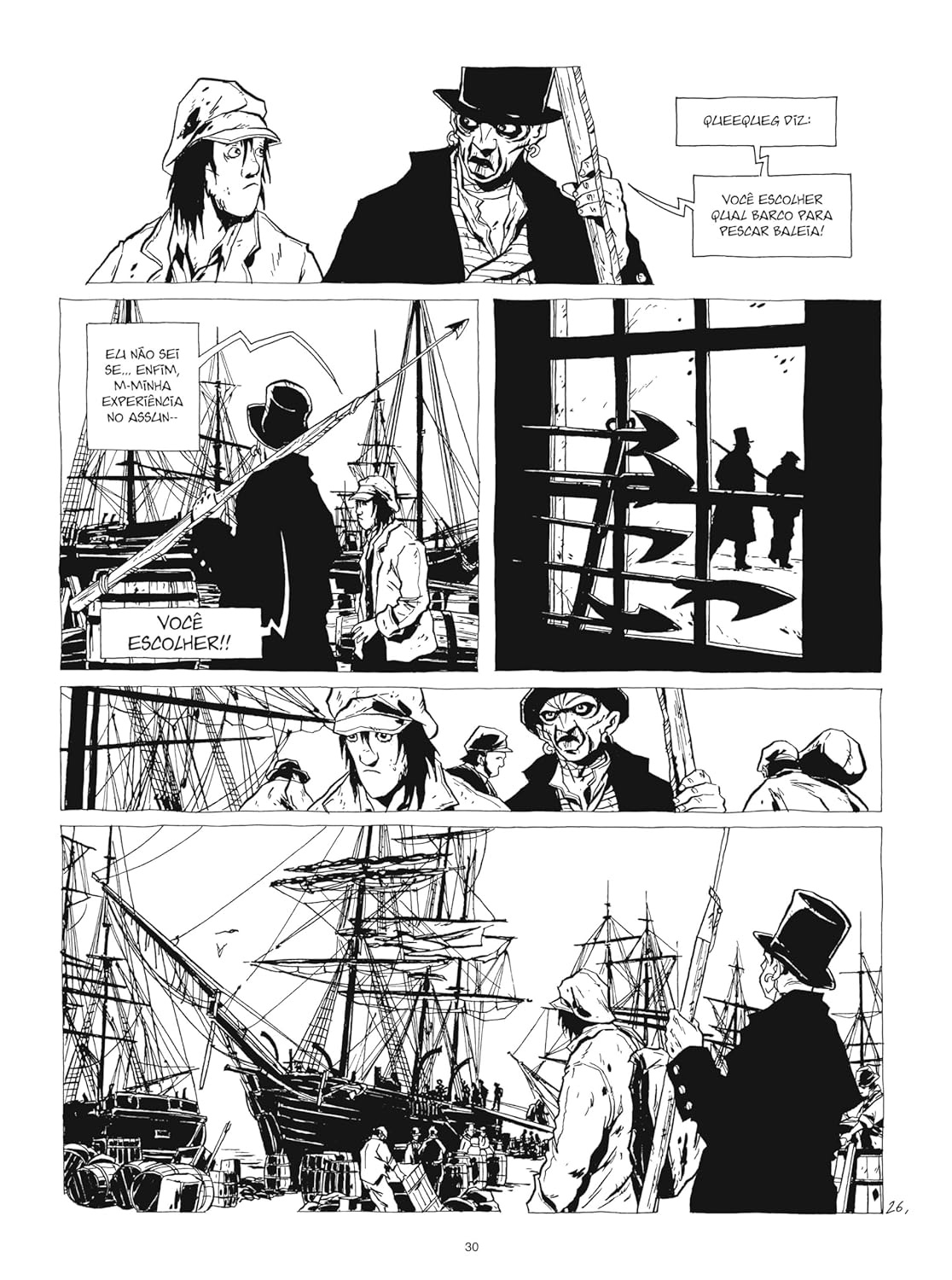Capa dura da edição exclusiva de Moby Dick em quadrinhos, arte de Christophe Chabouté