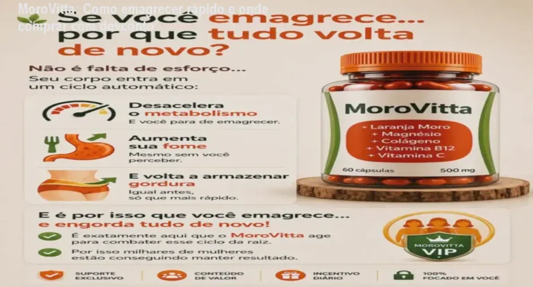 Frasco de MoroVitta cápsulas ao lado de fita métrica mostrando perda de medidas