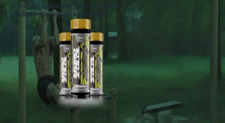 Frasco de Morozolol ao lado de uma silhueta fitness, mostrando resultados de queima de gordura e definição corporal