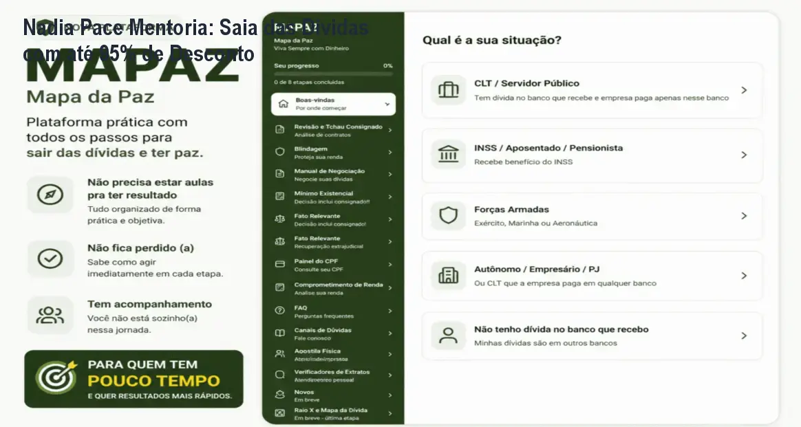 Mentoria Nadia Pace ajudando a limpar nome e reduzir dívidas com a IA Nádio