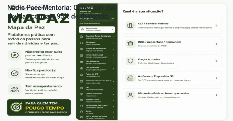 Mentoria Nadia Pace mostrando a IA Nádio ajudando a renegociar dívidas bancárias