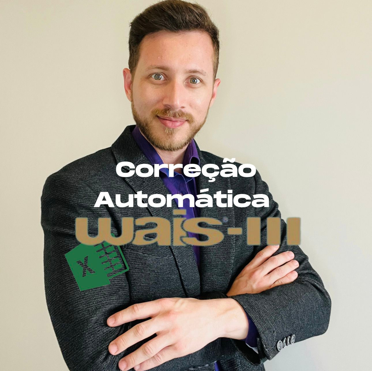 Psicólogo usando laptop com planilha Excel que automatiza a correção do WAIS‑III em poucos minutos.