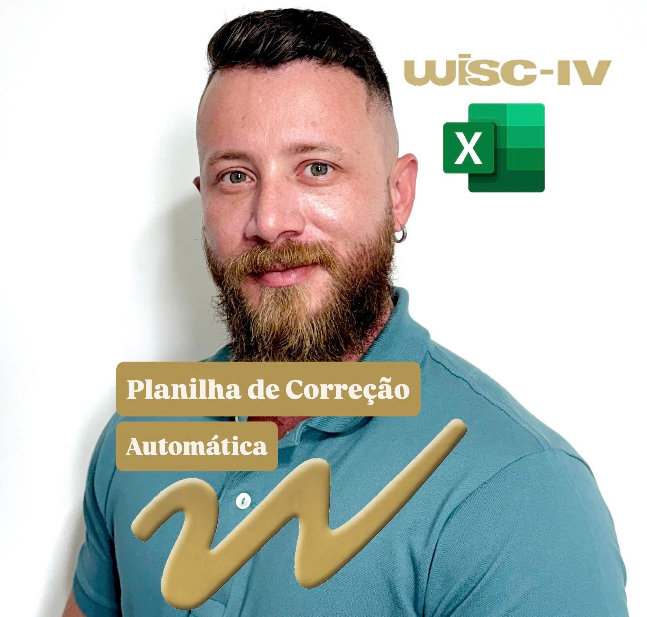 Planilha de correção automática do WISC-IV com 33 abas de idade, convertendo pontos brutos em ponderados em 1 minuto com 100% de precisão