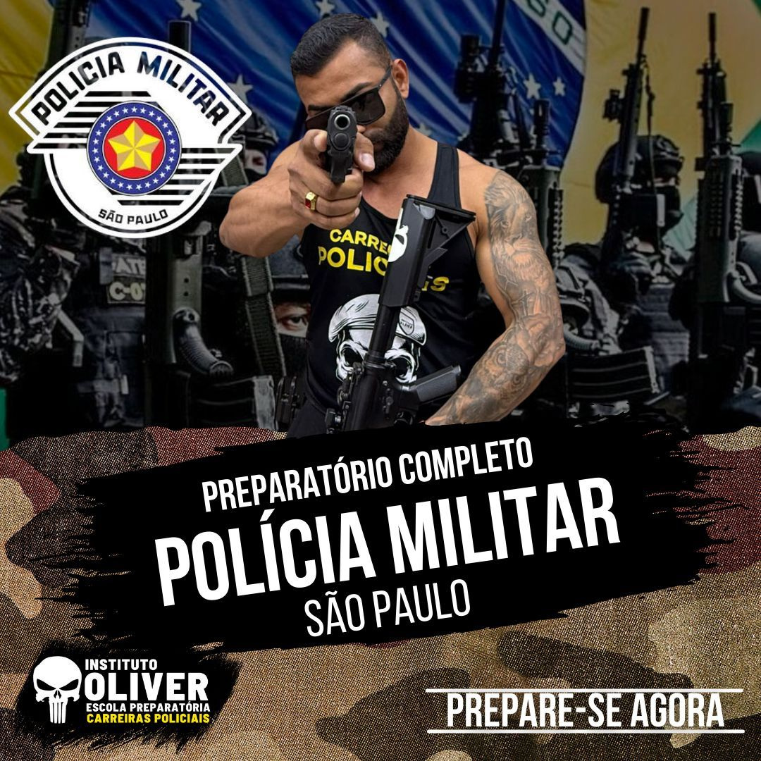 Imagem promocional do Preparatório Completo PMSP do Instituto Óliver mostrando aprovação no concurso policial