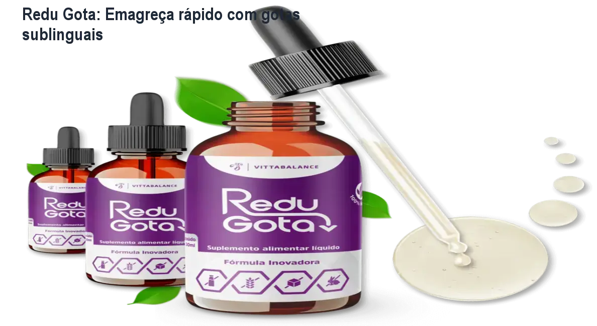 Frasco de Redu Gota sendo usado sublingualmente para acelerar o metabolismo e reduzir a barriga