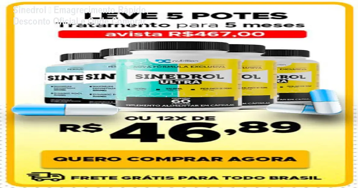 Caixa de cápsulas Sinedrol mostrando o suplemento que ajuda na queima de gordura e definição muscular