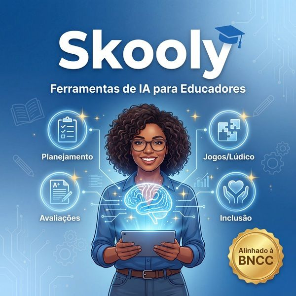 Captura de tela da plataforma Skooly mostrando geração automática de planos de aula com IA