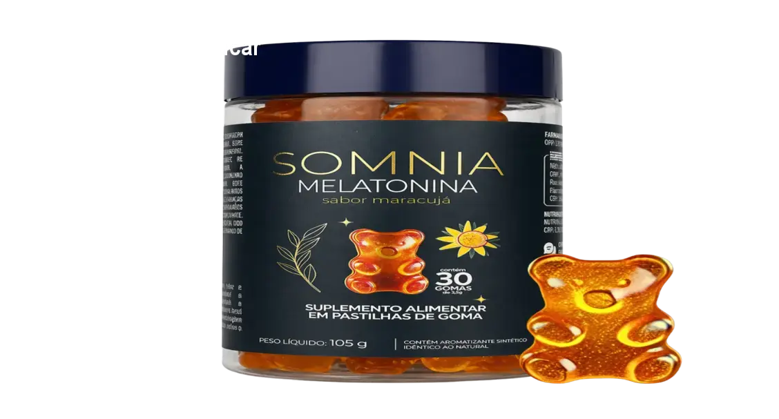 Pessoa mastigando a goma Somnia de melatonina sabor maracujá antes de dormir e adormecendo rapidamente