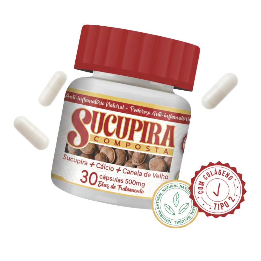 Frasco de Sucupira Composta, suplemento natural para alívio de dores articulares