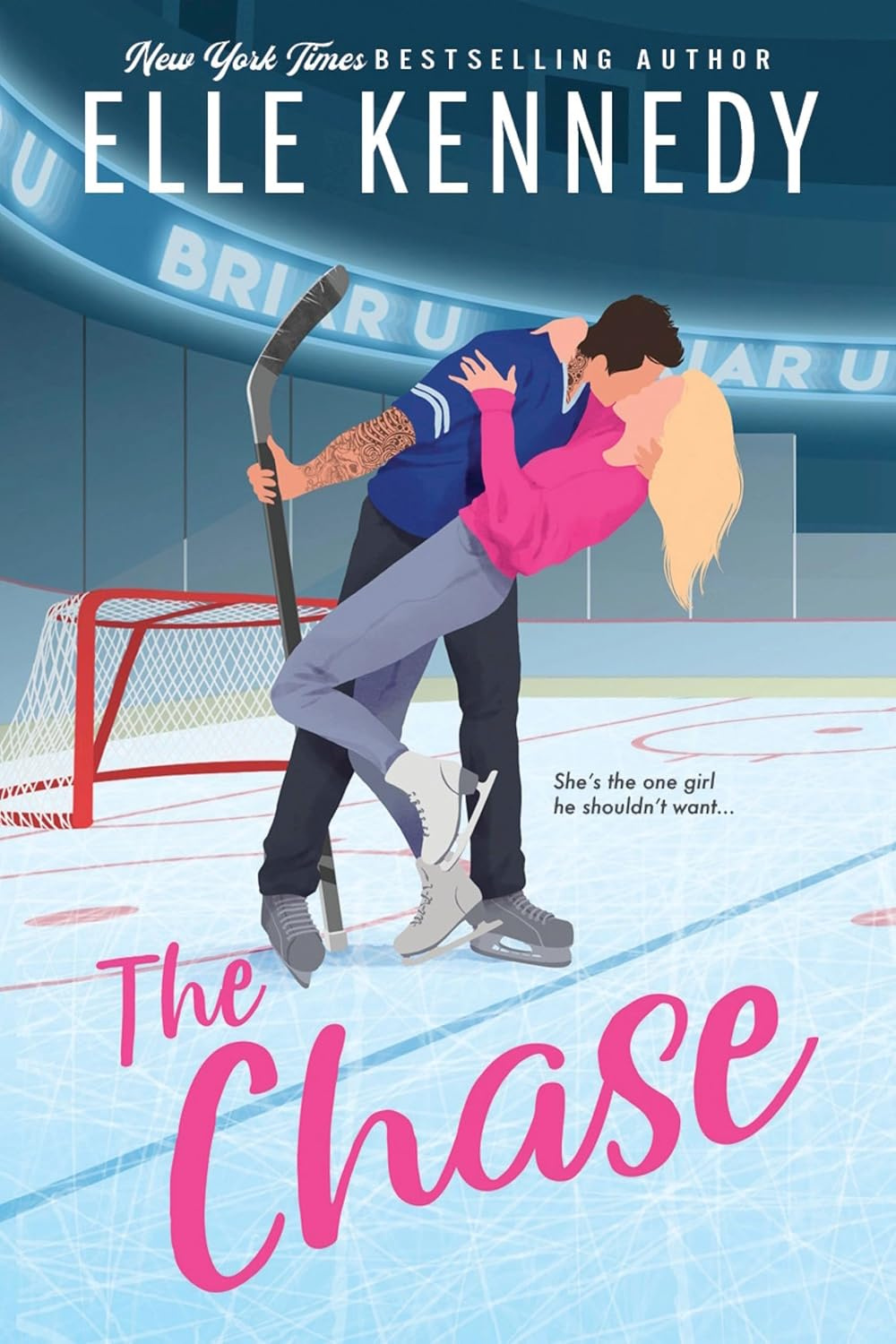 Capa do ebook The Chase de Elle Kennedy, romance universitário de hóquei entre personagens opostos