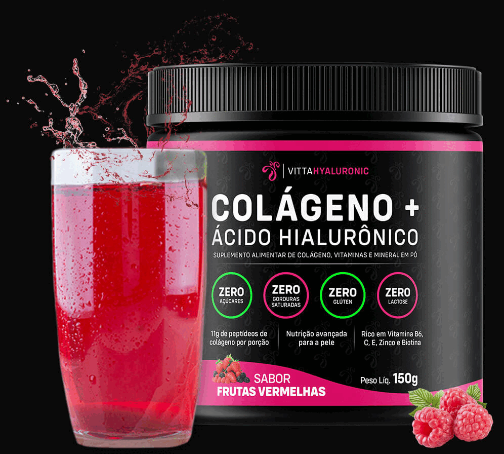 Vitta Hyaluronic - Colágeno com Ácido Hialurônico para redução de rugas, hidratação profunda e elasticidade da pele