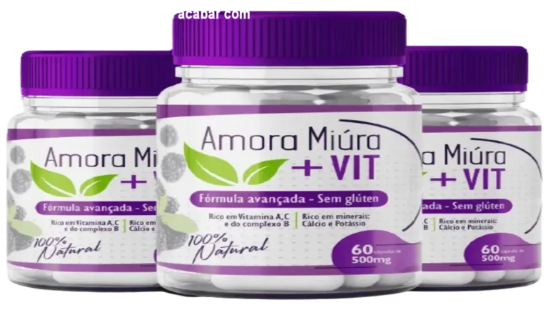 Frasco de Amora Miúra + Vit ao lado de amora fresca, simbolizando alívio dos fogachos na menopausa