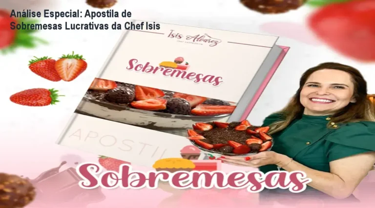 Capa informativa sobre o tema Apostila de Sobremesas Lucrativas da Chef Isis