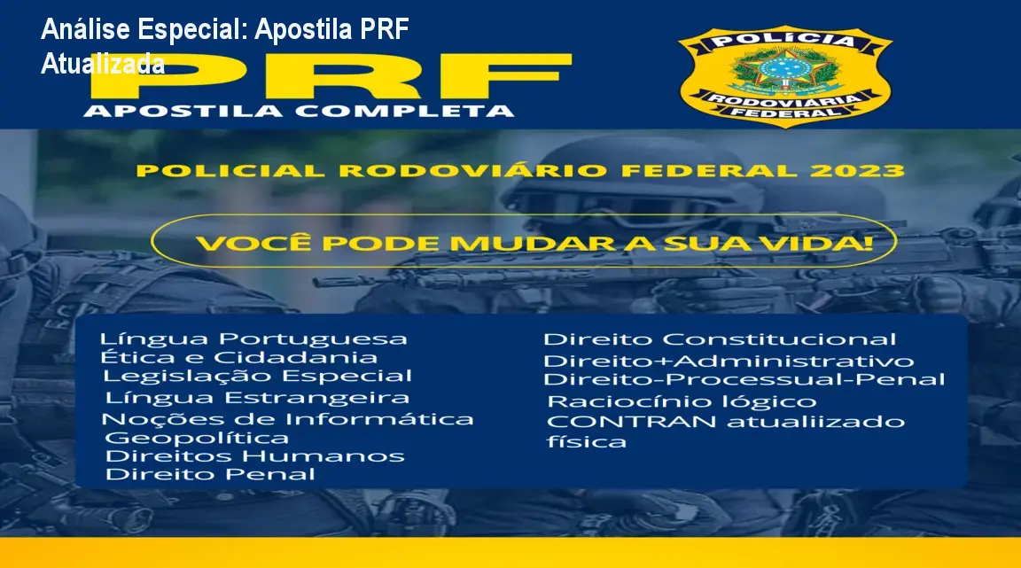 Capa informativa sobre o tema Apostila PRF Atualizada