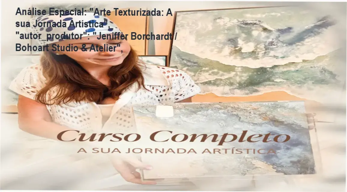 Capa informativa sobre o tema "Arte Texturizada: A sua Jornada Artística", "autor_produtor": "Jeniffer Borchardt / Bohoart Studio & Atelier",