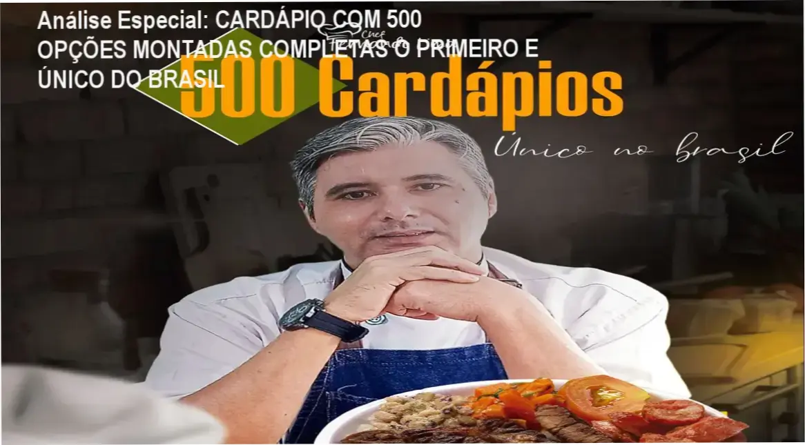 Capa informativa sobre o tema CARDÁPIO COM 500 OPÇÕES MONTADAS COMPLETAS O PRIMEIRO E ÚNICO DO BRASIL
