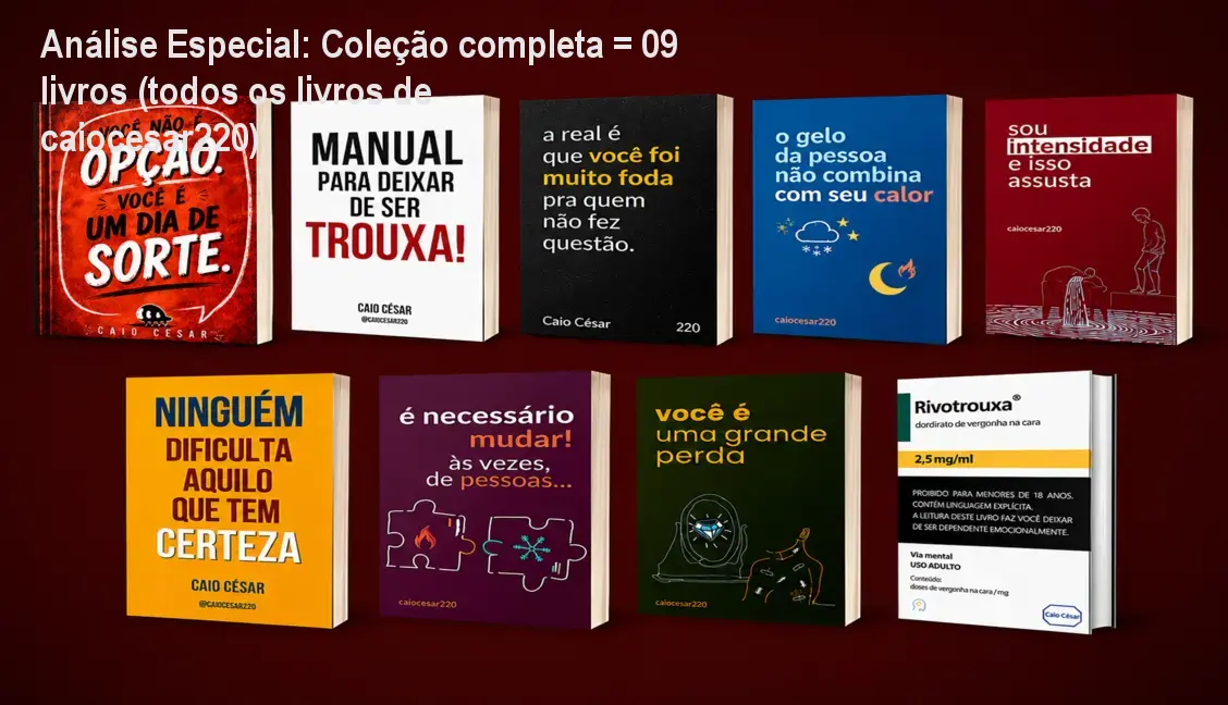 Capa informativa sobre o tema Coleção completa = 09 livros (todos os livros de caiocesar220)
