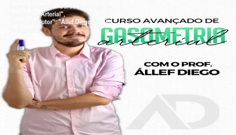 Capa informativa sobre o tema "Curso Avançado de Gasometria Arterial", "autor_produtor": "Állef Diego Bonfim de Andrade"
