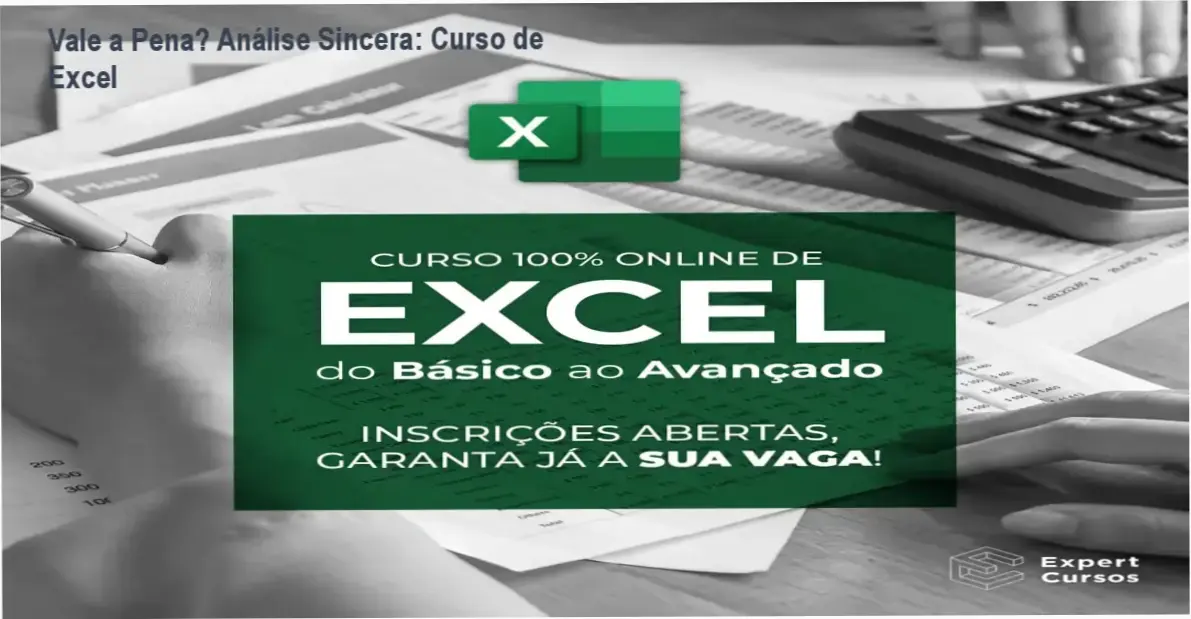 Capa informativa sobre o tema Curso de Excel