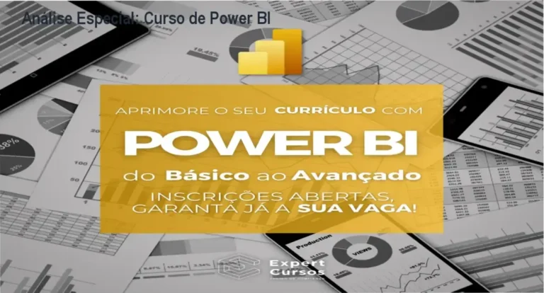 Capa informativa sobre o tema Curso de Power BI