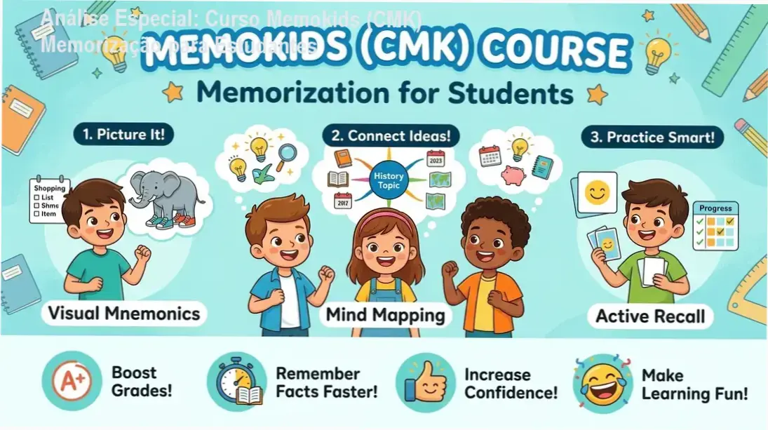 Capa informativa sobre o tema Curso Memokids (CMK) Memorização para Estudantes