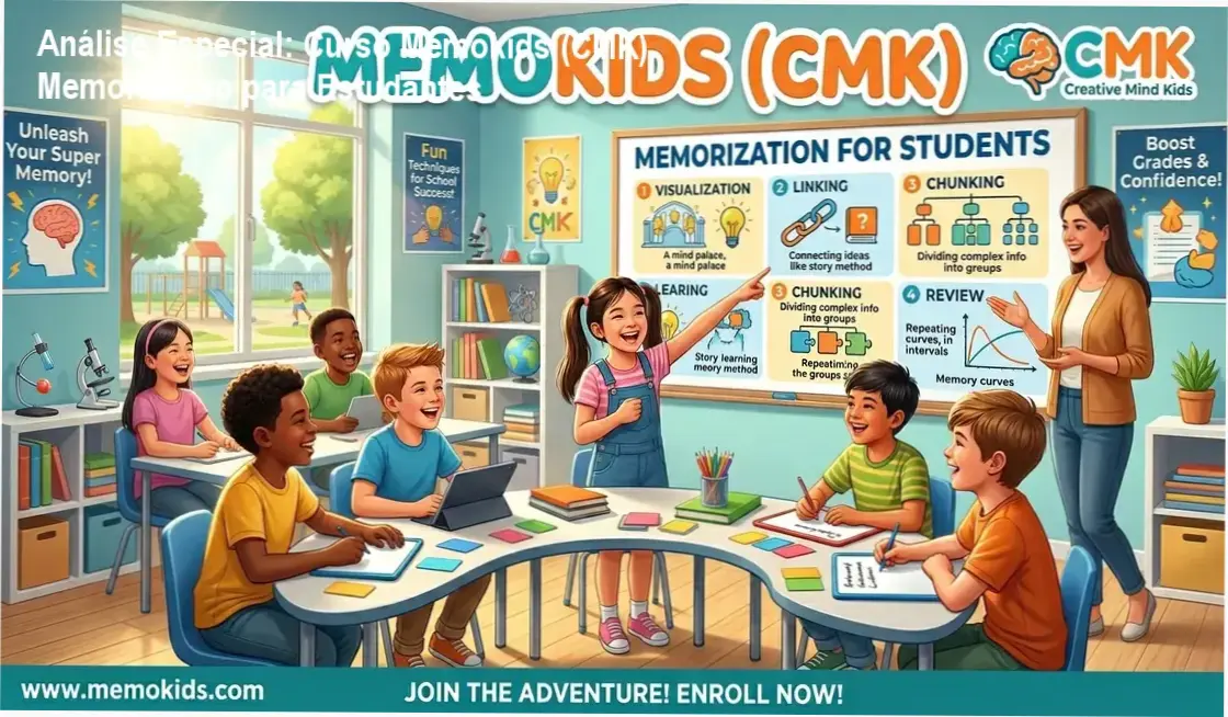 Capa informativa sobre o tema Curso Memokids (CMK) Memorização para Estudantes