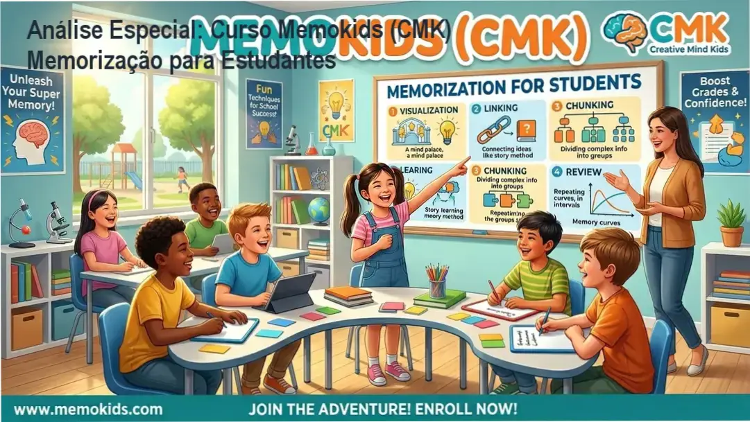Capa informativa sobre o tema Curso Memokids (CMK) Memorização para Estudantes