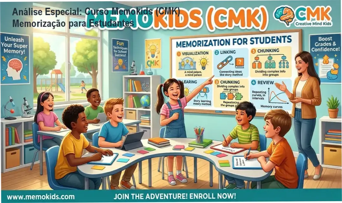 Capa informativa sobre o tema Curso Memokids (CMK) Memorização para Estudantes