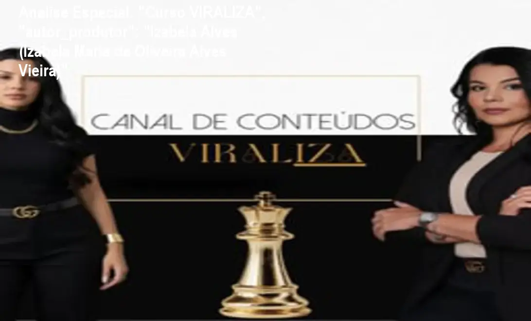 Capa informativa sobre o tema "Curso VIRALIZA", "autor_produtor": "Izabela Alves (Izabela Maria de Oliveira Alves Vieira)"