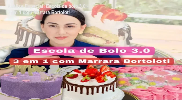 Capa informativa sobre o tema Escola de bolo 3.0 - 3 em 1 com Marrara Bortoloti