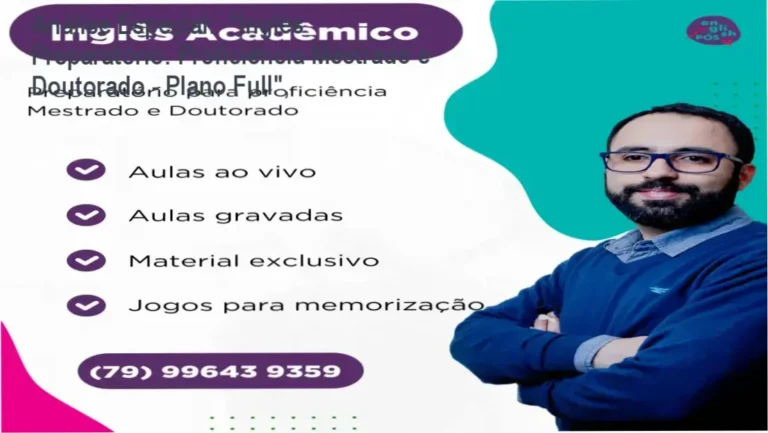 Capa informativa sobre o tema "Inglês Preparatório: Proficiência Mestrado e Doutorado - Plano Full",