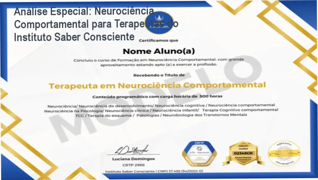 Capa informativa sobre o tema Neurociência Comportamental para Terapeutas do Instituto Saber Consciente