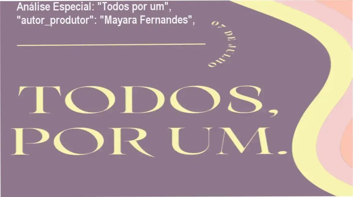 Capa informativa sobre o tema "Todos por um", "autor_produtor": "Mayara Fernandes",